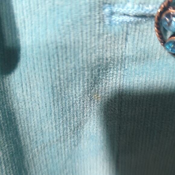 Live a Little Cotton Stretch Turquoise Corduroy Embellished Button Jacket Sz XL - Picture 4 of 15